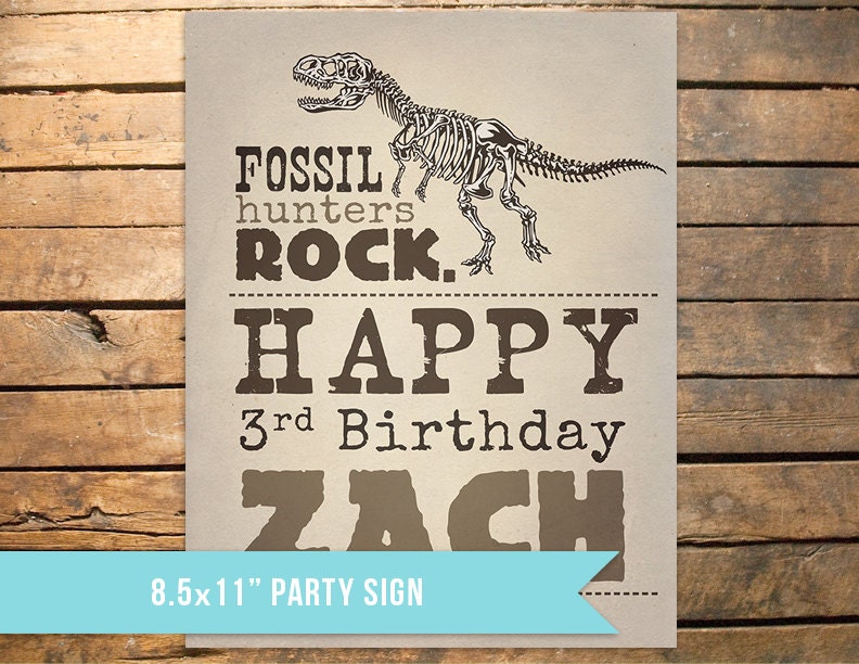 Personalized Fossil Hunter Party Sign Poster Il_570xn
