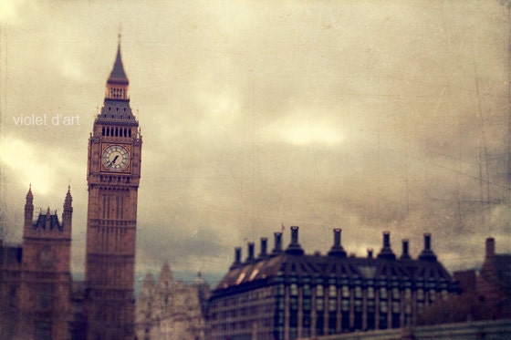 London Photo. fine art. wall art. travel Big Ben, England, UK. beige textured sky clouds dusk clock architecture 6x9