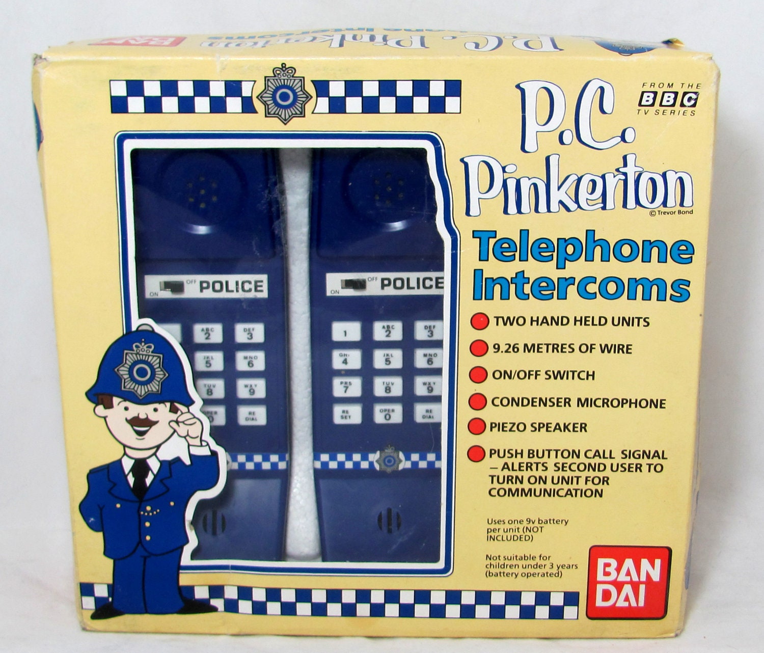 Reduced Vintage Telephone Toy, 1989 BBC TV Themed PC Pinkerton 2-Way Police Telephone Intercom Boxed Toy Set