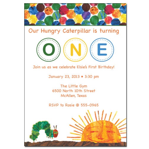 The Very Hungry Caterpillar Birthday Invitation