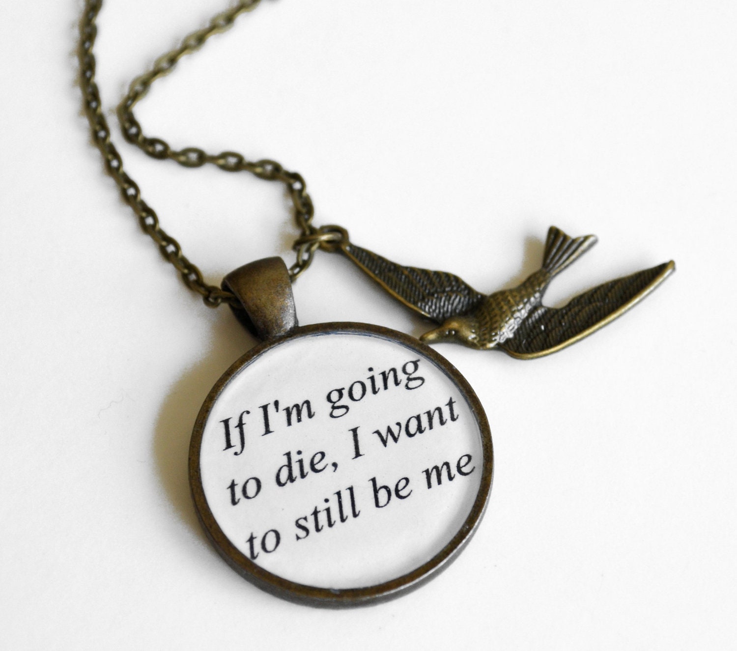 Hunger Games SPECIAL Debut- Peeta Quote Pendant Necklace- If I'm going to die, I want to still be me