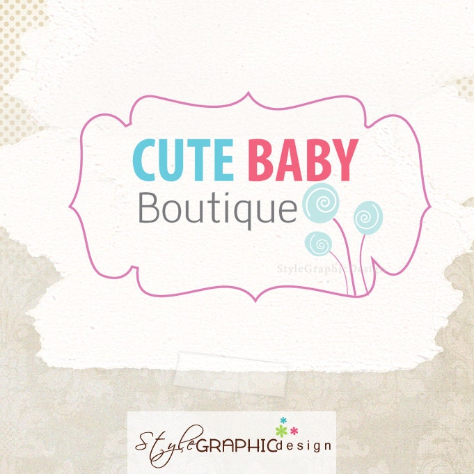 Cute swirl label logo boutique logo ooak business branding and watermark