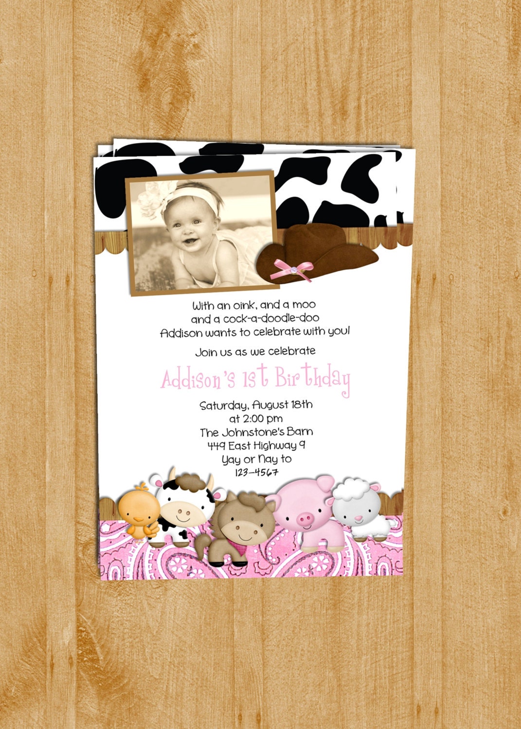 Farm Animals Birthday Invitation Photo Card Printable Il_170x135