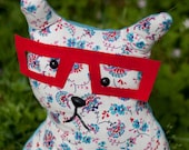 Anastasia - Quirky  Whimsy Stuffed Cat With Glasses - A  Decorative Pillow