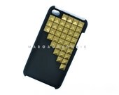 FREE Shipping US -- Brass Studs Cross iPod Touch 4th Generation Black Rubberized Matte Studded Case