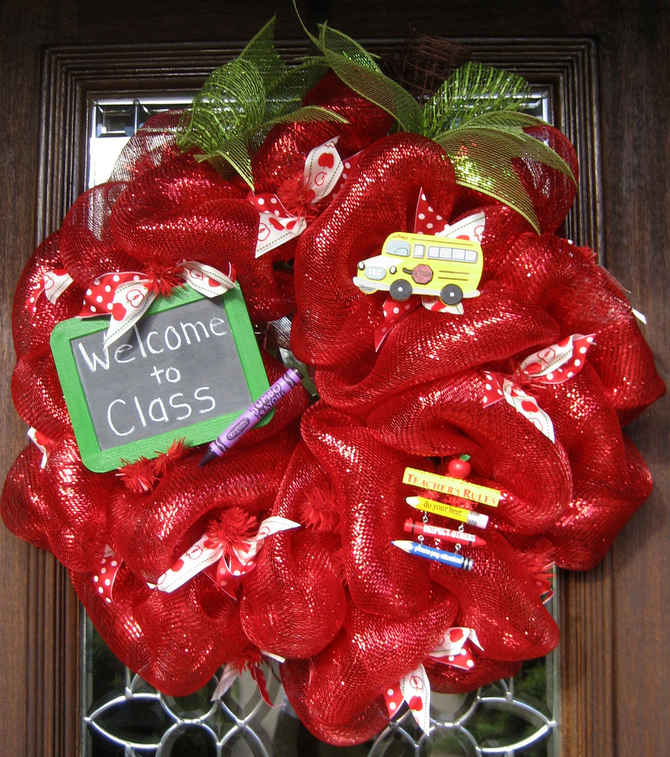Deco Mesh APPLE TEACHER WREATH
