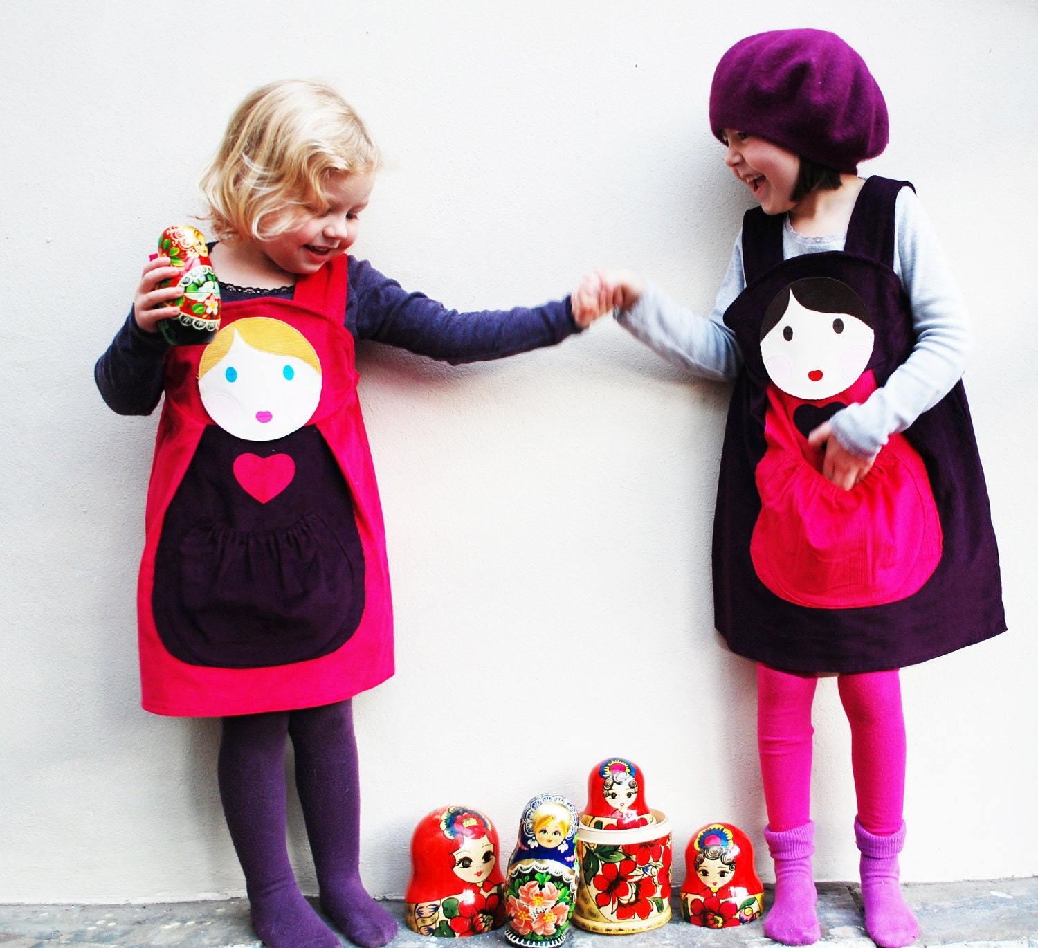 Girls Dress Russian Doll customised pinafore