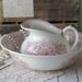 Antique French Red and White Floral Pitcher and Wash Basin by Saint Amand - Jardinere Pattern - circa 1900 - Very RARE