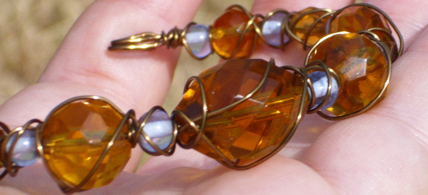 Dragon's Brood - Vintage Glass Wirewrapped Bracelet
