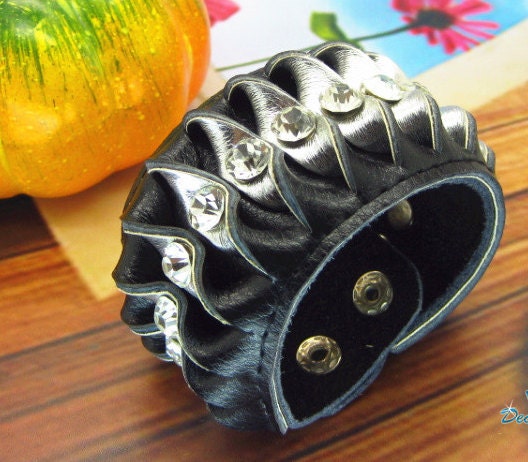 fashion Adjustable Blcak Leather Crystal Woven Bracelets mens bracelet cool bracelet jewelry bracelet bangle bracelet cuff bracelet 1095S
