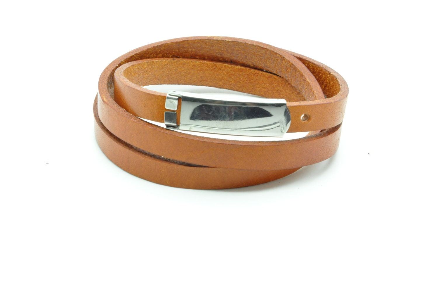 Brown Leather Bracelet with Stainless Steel Lock Buckle unisex bracelet cuff bracelet Jewelry Bangle bracelet 1274S