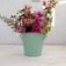 Shabby chic Green Metal Bucket, vintage rustic small bucket, garden party, table decor