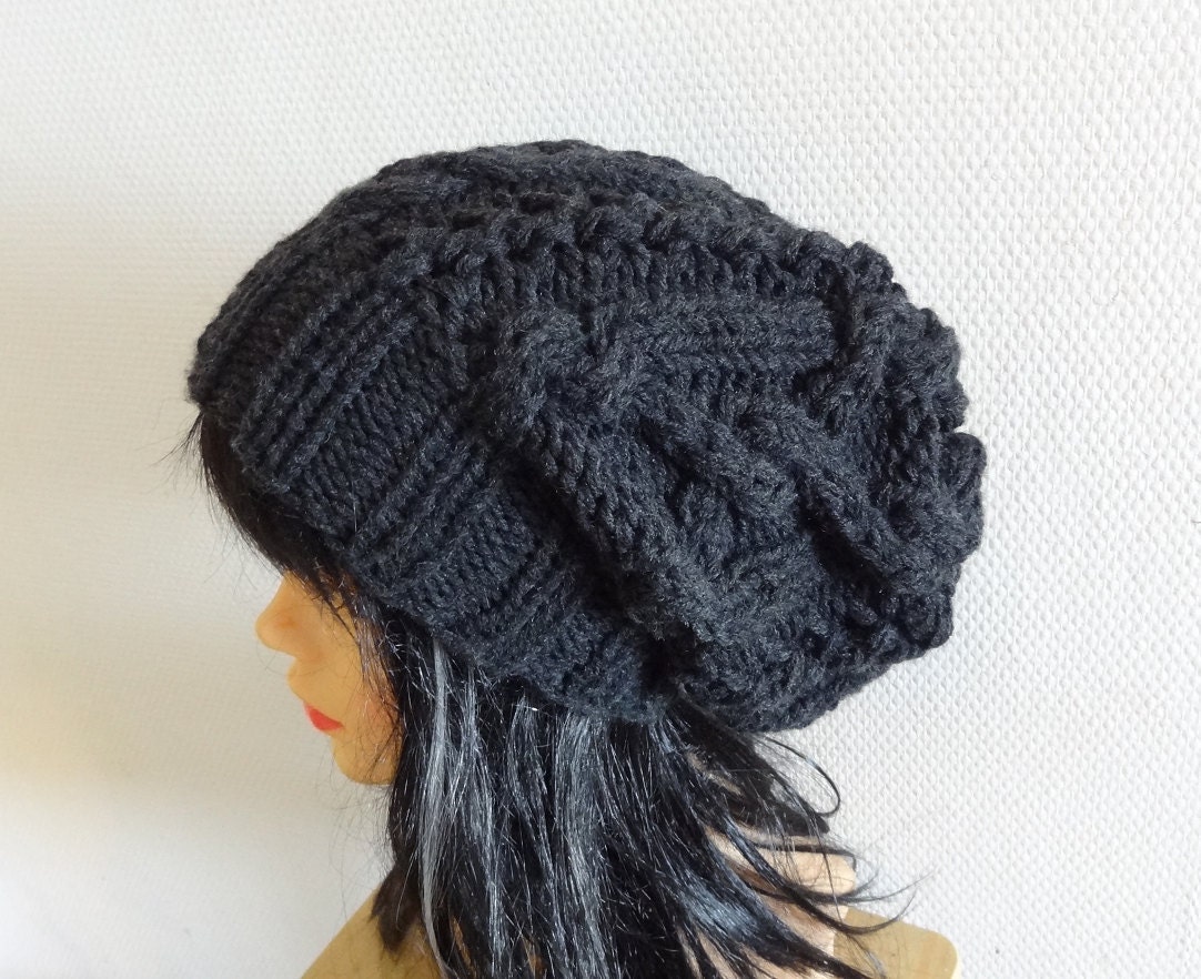 cable knit hat slouchy women / men Slouchy Beanie Cable by Ifonka