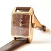 Soviet women's wrist watch - gold plated watch - leather watch - dark brown watch