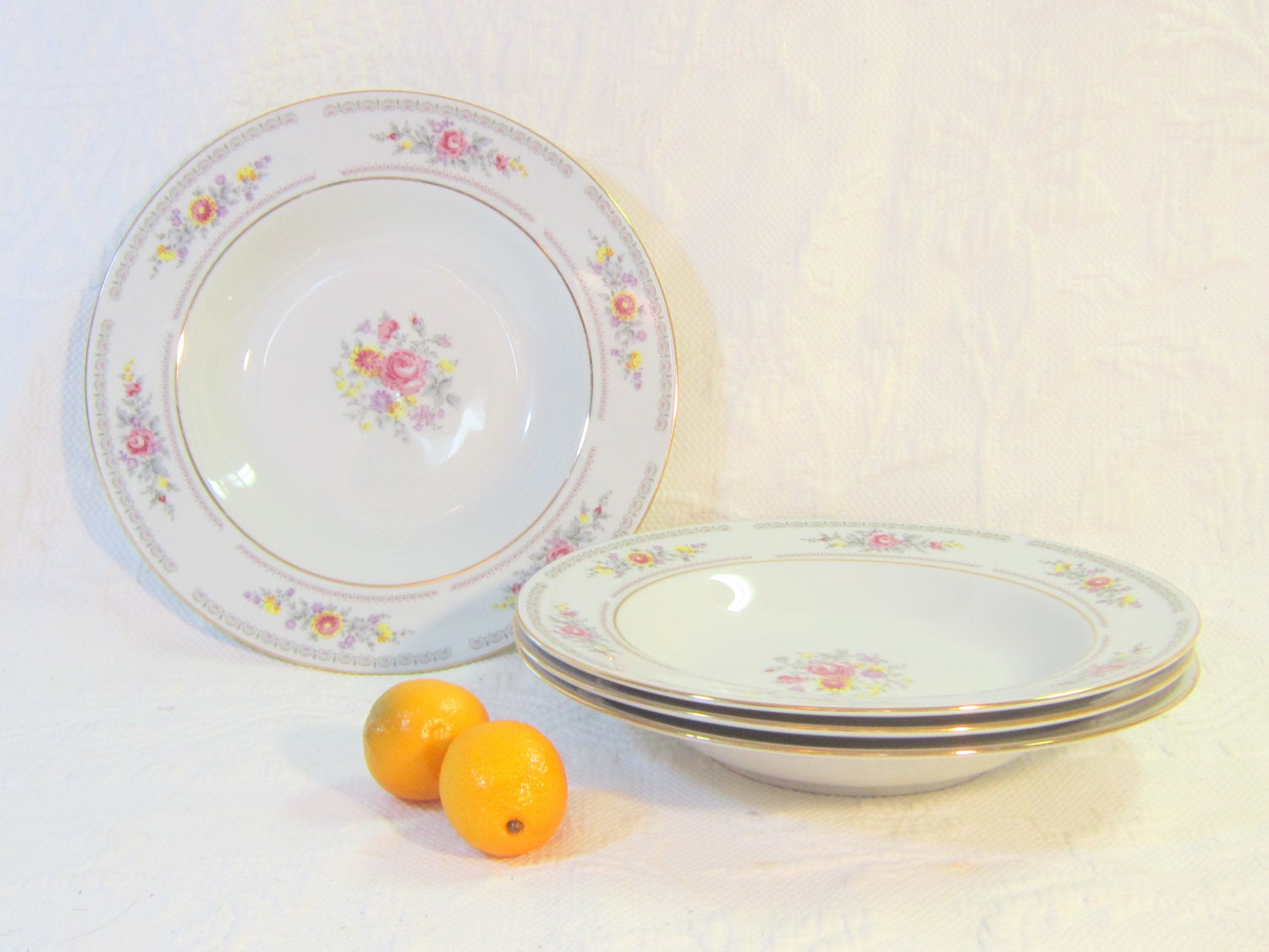 Vintage Soup Salad Bowls Serving Floral Cottage Shabby Chic Kitchen Gift for Her Home Decor Vintage china