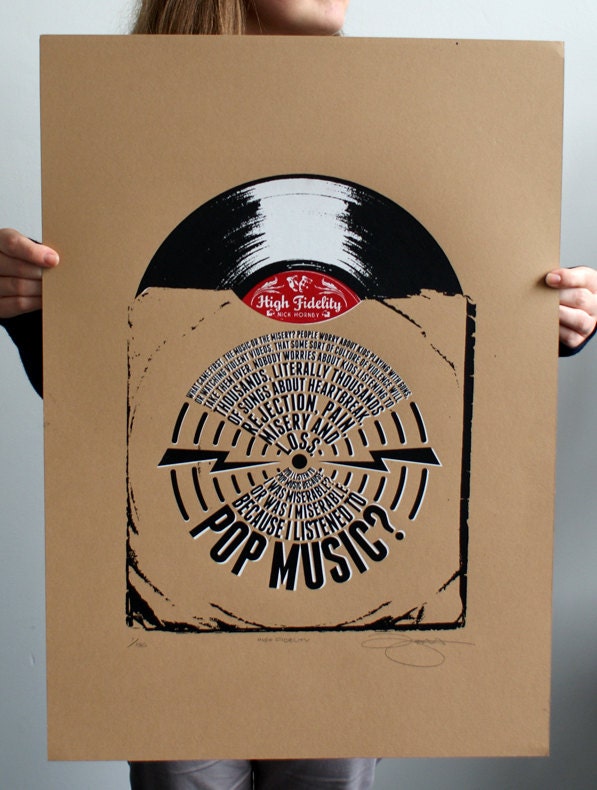 Nick Hornby High Fidelity Limited Edition Hand Pulled Screen Print