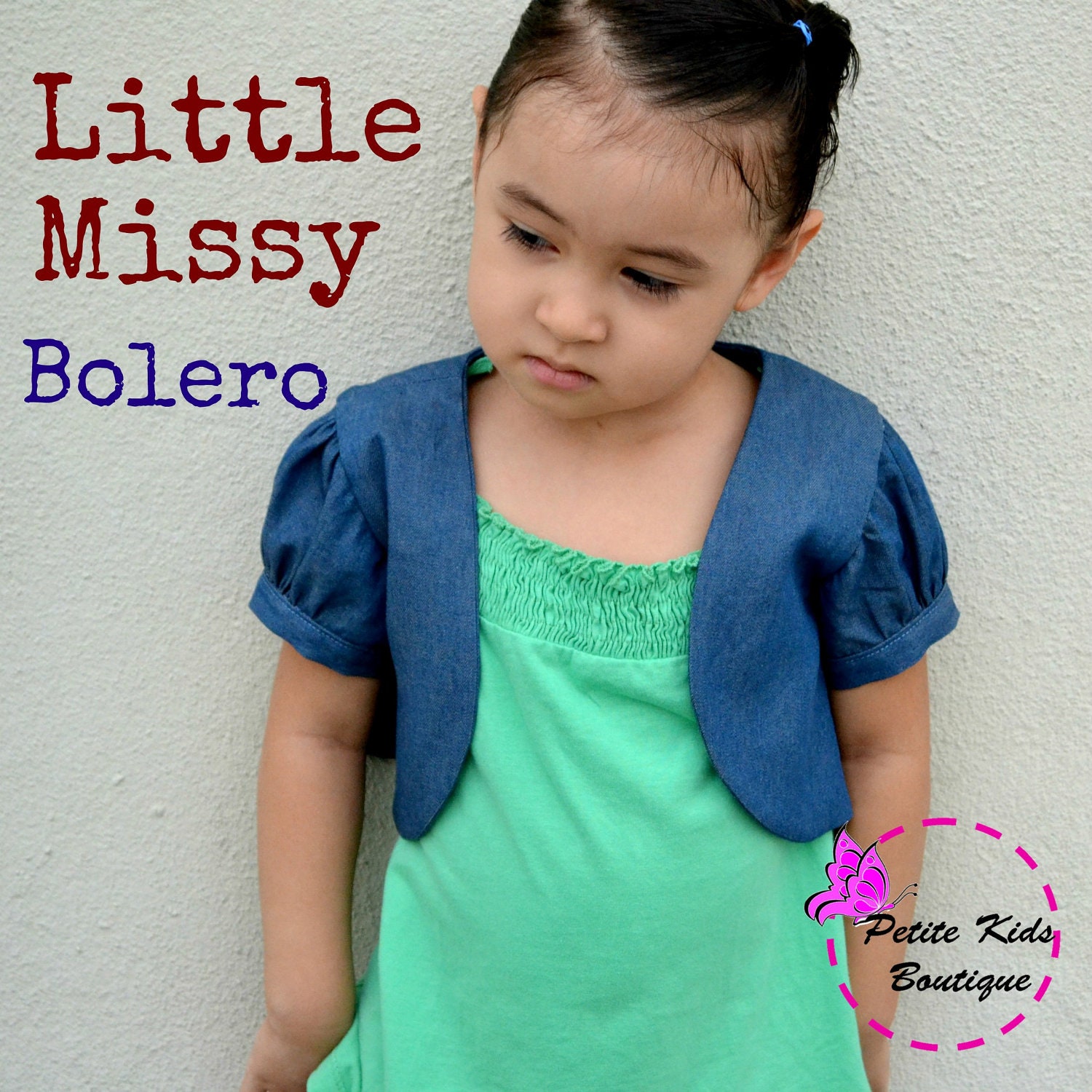 Little Missy Bolero for Girls 12M-8Y PDF Pattern & Instructions- Puffy Sleeves - Cropped Length- Easy sew