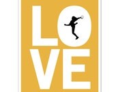 I LOVE VOLLEYBALL, Sports Wall Art, Beach Volleyball, Olympics, Gifts for Teenagers, Dorm Room Decor, Featured in Yellow, 8 x 10 Art Print