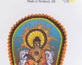 Bicycling Buddha Iron On Patch
