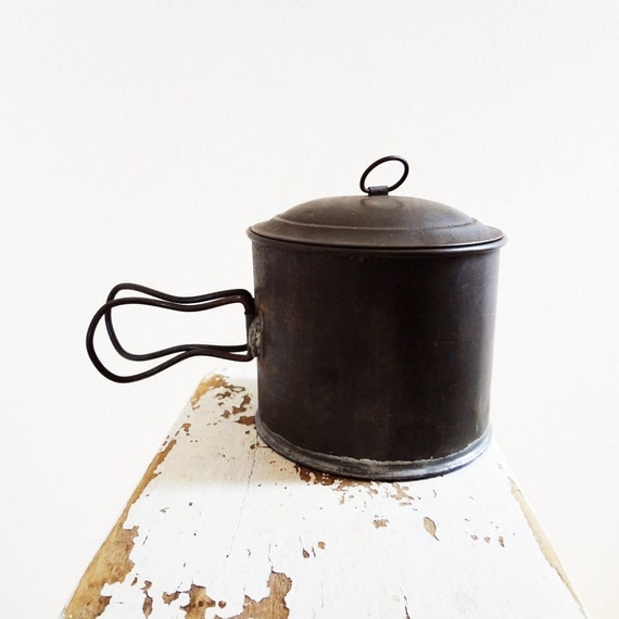 Antique Tin Lunch Pail by WillowTreeAntiques on Etsy