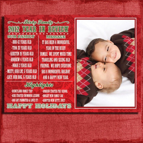 Holiday Year In Review Photo Card- 4x6 or 5x7 -Print at home Il_570xn