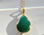 Mothers Day Sale -  Emerald Necklace - May Birthstone Emerald Jewelry