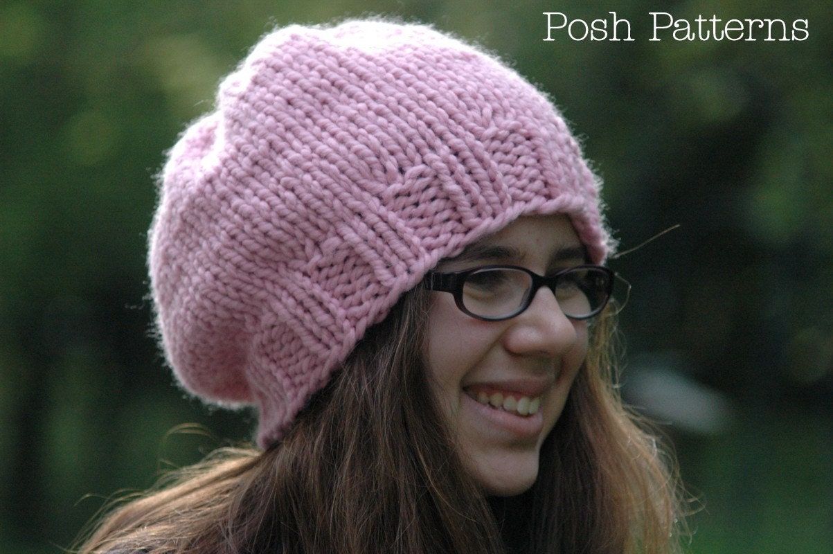 Knitting PATTERN - Slouchy Knit Hat Pattern - Instant Download PDF 252 - Baby to Adult - Photography Prop Pattern