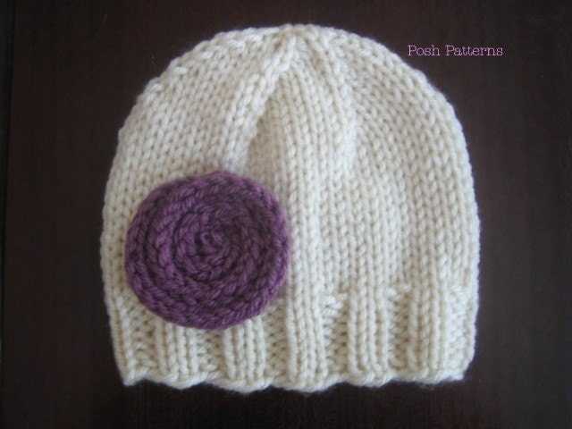 Knitting PATTERN - Easy Knit Beanie & Flower - Instant Download PDF 282 - Newborn to Adult - Make 2 Ways - Photography Prop Pattern