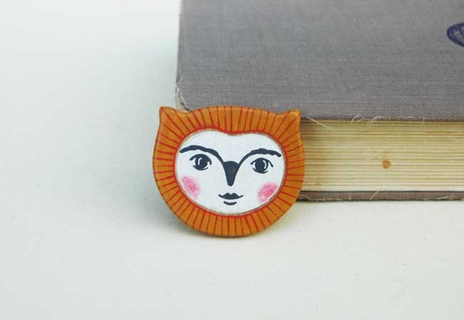 Owl Wooden Brooch Animal Brooch Pin