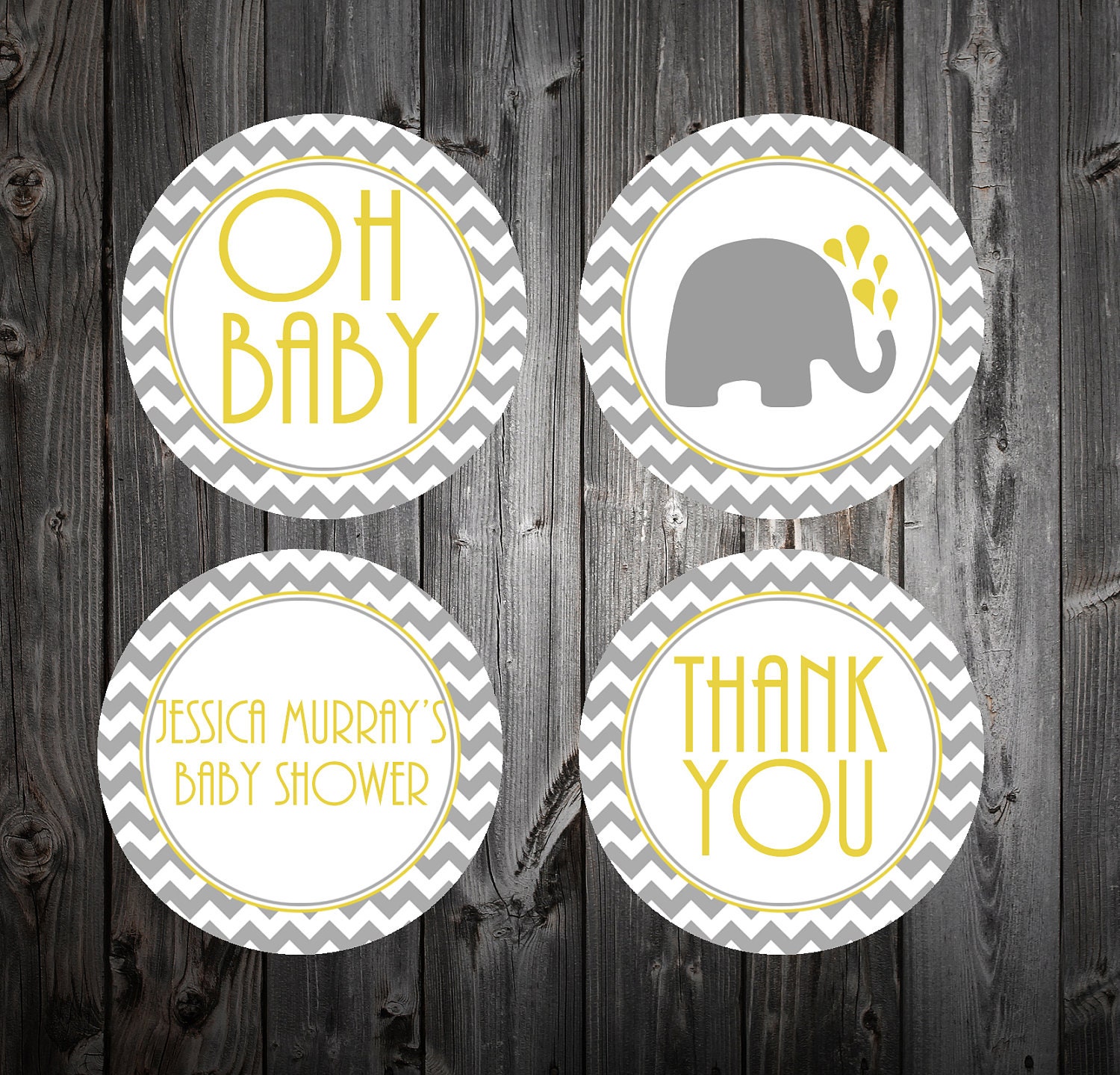Chevron Elephants - Printable Gifts tags, Cupcake Toppers, Favor Tag - DIY