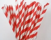 50 RED STRIPE Paper Straws....RETRO Drinking Straws, Cake Pop Sticks, Retro,  Wedding, Birthdays