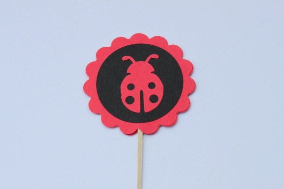 Ladybug Cupcake Toppers- Baby Shower, Bridal Shower, Birthday Party