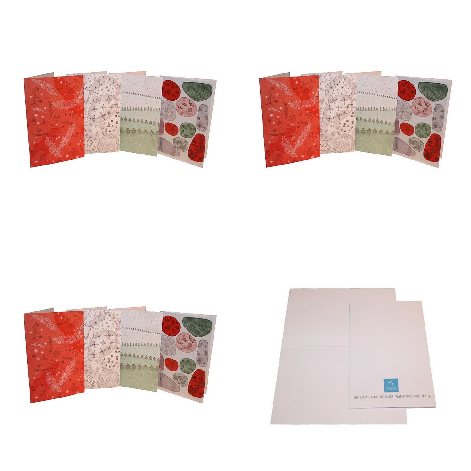 12 greeting cards watercolour painting christmas anniversary birthday card for her for him white envelope included