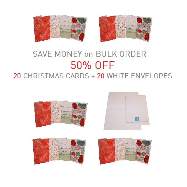 20 greeting cards 20 white envelopes 50% off save money watercolour painting christmas anniversary birthday card