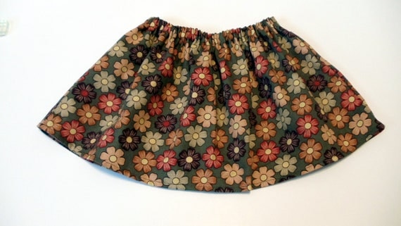 Baby Tutu Fabric Skirt Green Fall Flowers