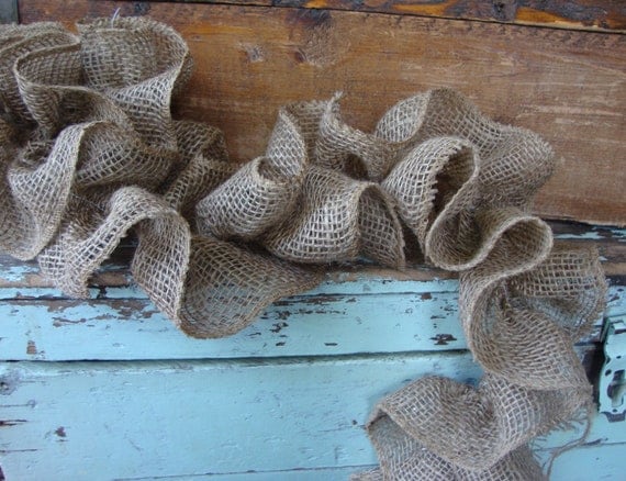 Rustic Handmade Burlap Ruffle Ribbon Trim by FreshlyFallenDesigns
