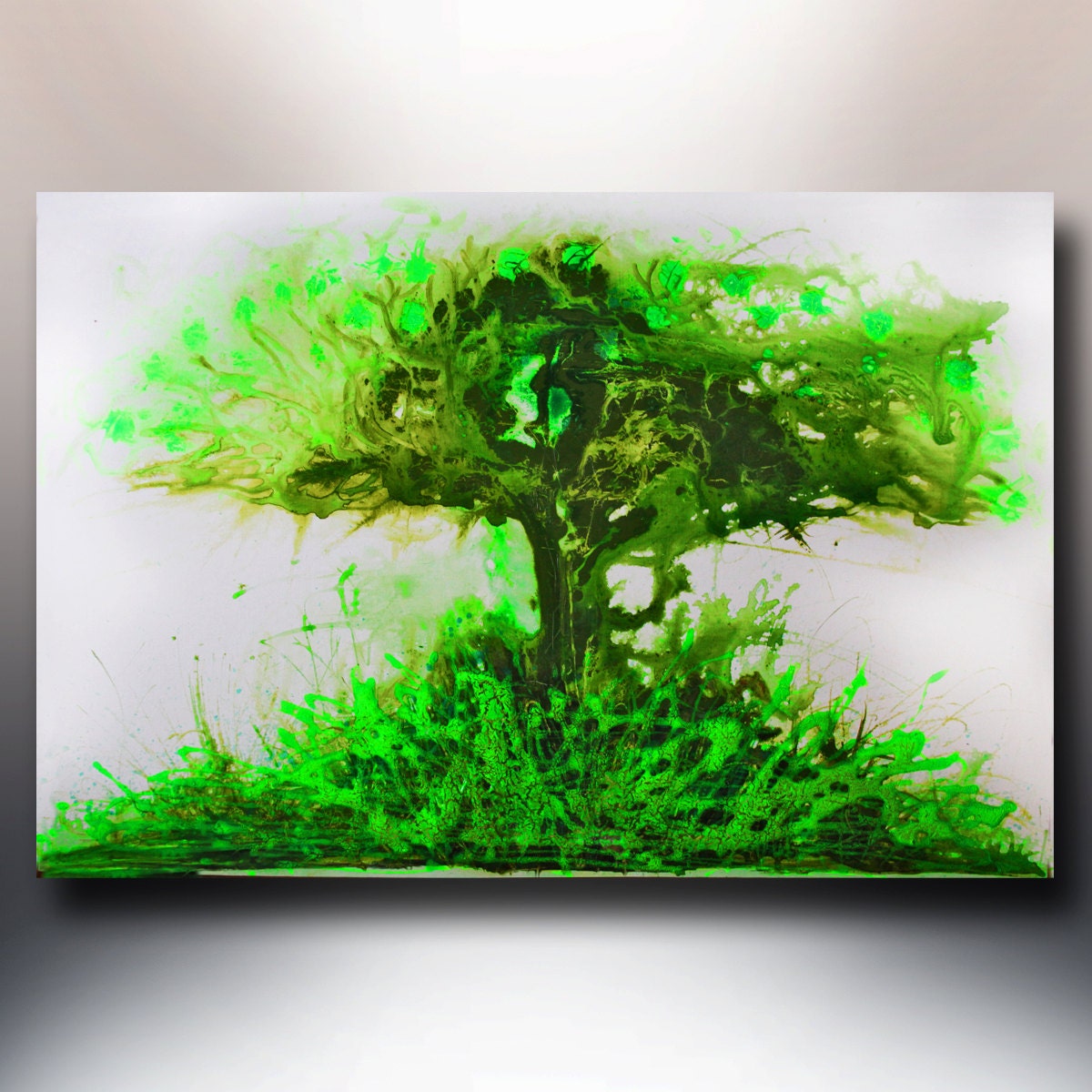 ORIGINAL ABSTRACT CONTEMPORARY Painting Tree of Life 24"x36" Acrylic on Canvas Floral fine art by L. Bronzini