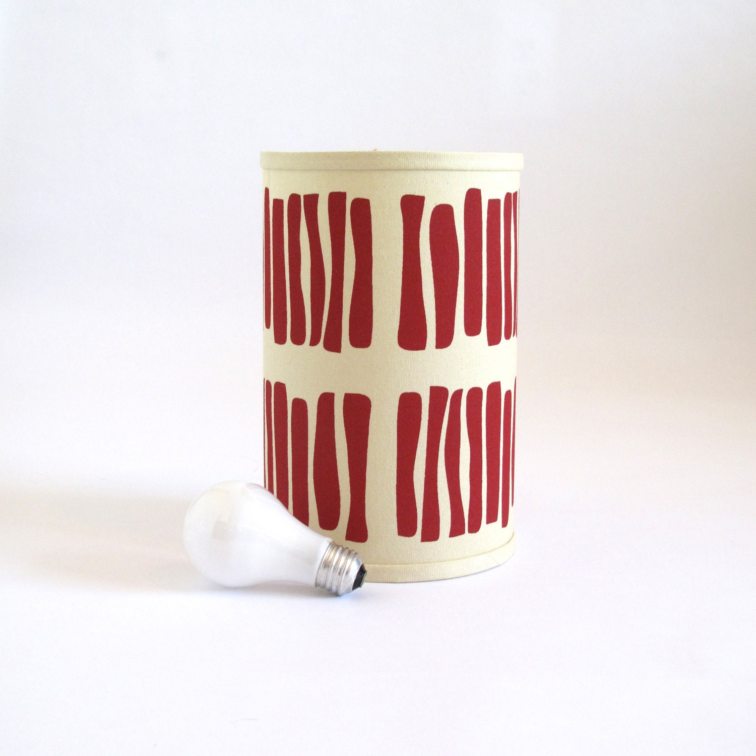 ON SALE - Raspberry Red Hand Printed Lamp Shade - Lighting