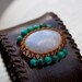 Leather Cuff Bracelet MOONSTONE and TURQUOISE Macrame Semi Precious Stone Bracelet - Sleek Style (Stone for fortune and passion)