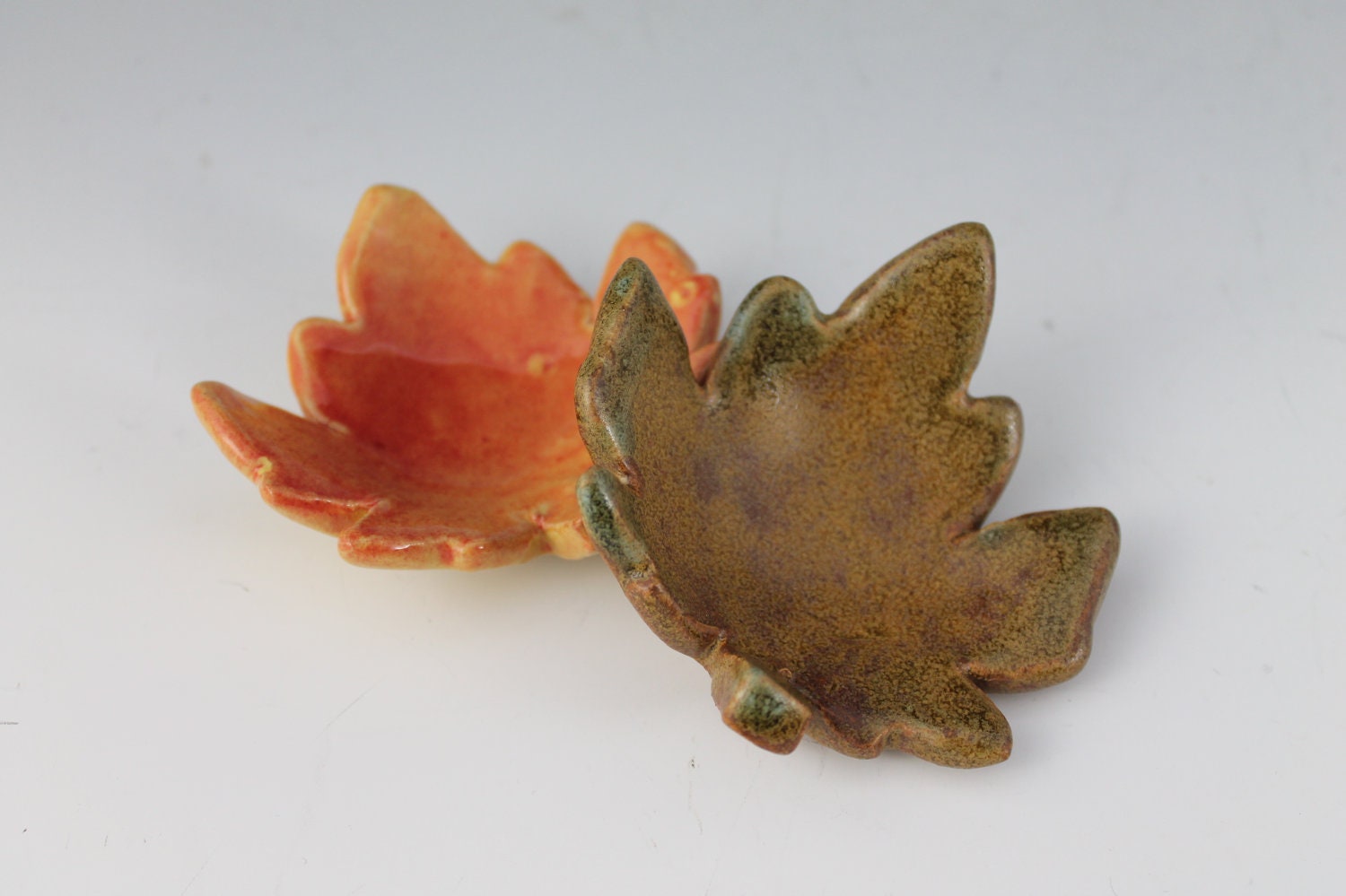 Autumn Leaf Dishes - set of 2 - Spoon Rests - Fall decor - NewDayPottery