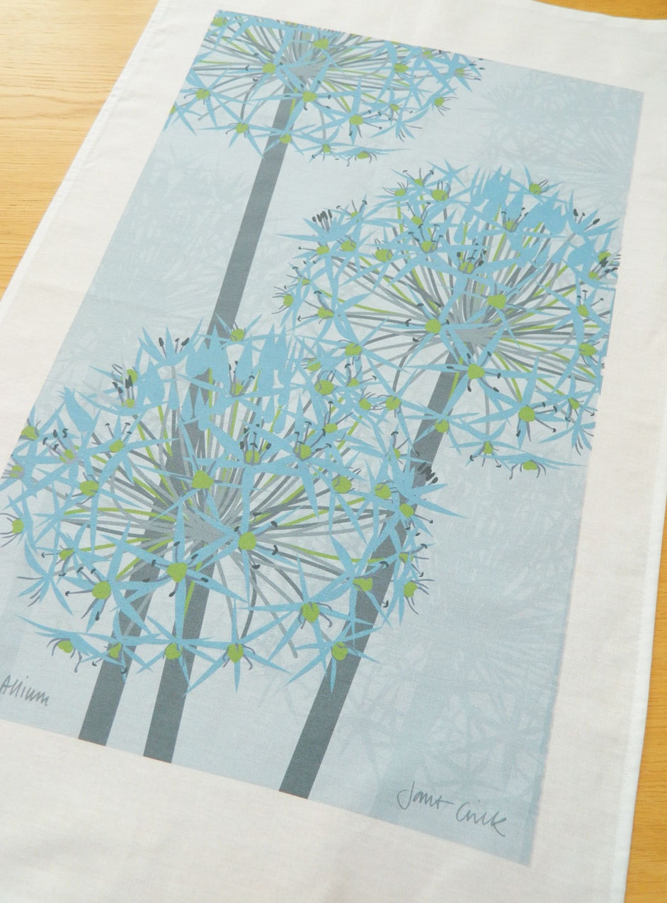 Winter Allium 100% Cotton Tea Towel - READY TO SHIP - JaneCrick