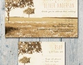 Flower Field Wedding Invitation and Reply Card Set - Wedding Stationery