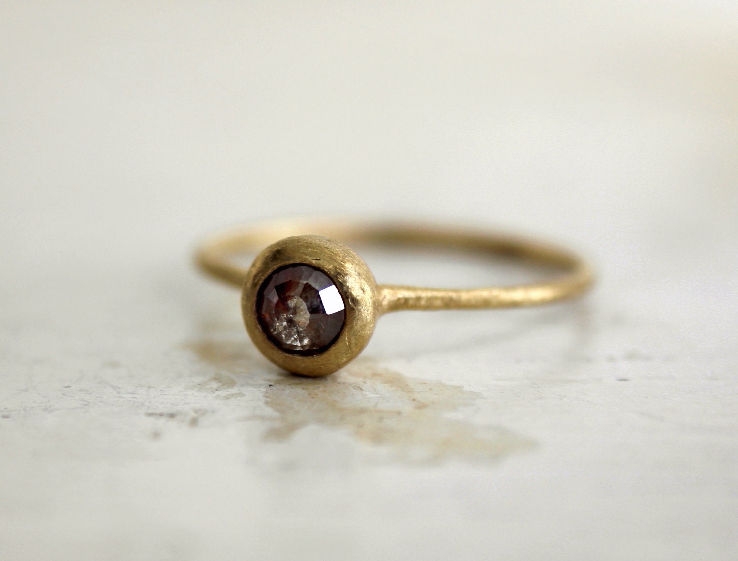 Rose cut diamond engagement ring. 18k. A love stone. Willow.