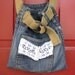 Upcycled Jeans Purse With White Lace Trim and Khaki Belt Strap