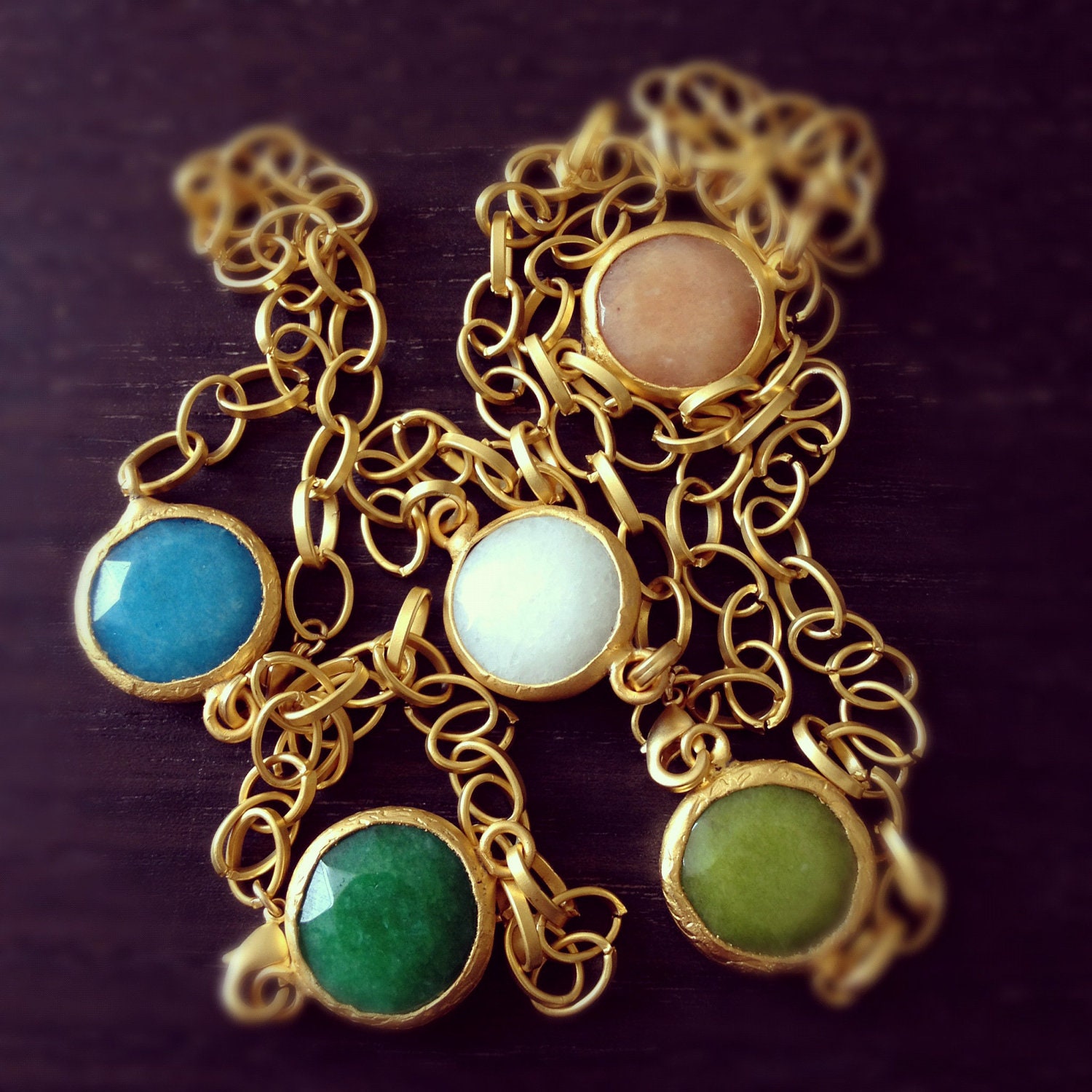 ONE statement bracelet summer fashion  orange peach white jade stone matte textured gold frame gemstone BRACELET israel jewelry