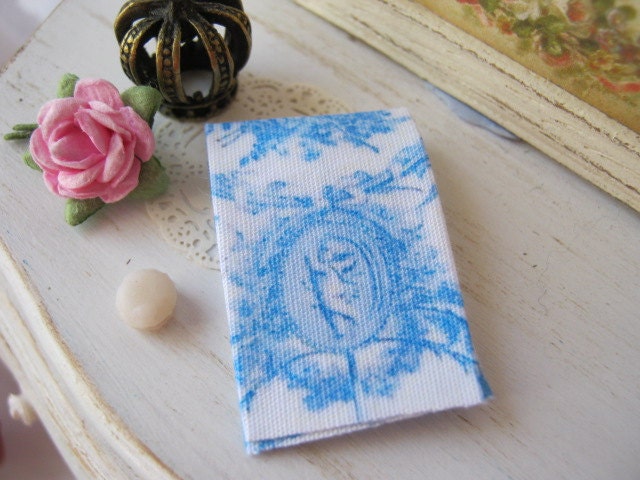 Blue Toile Tea Towel Dollhouse.