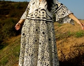 Celtic Gauzy Vintage Indian Cotton Maxi Dress Circa 1960's 1970's