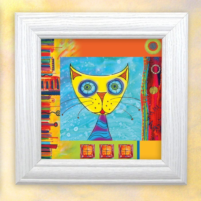 Framed Yellow Cat Print