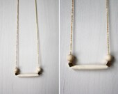 Necklace // white / wood // sticks and stones