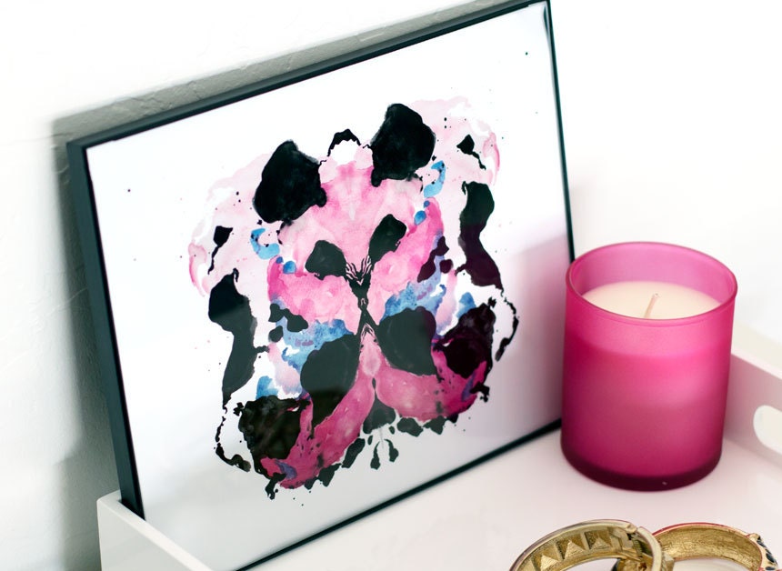 RESERVED FOR ELENA - 8 x 10 Rorschach Ink Blot Watercolor Giclee Print 'Papillon'
